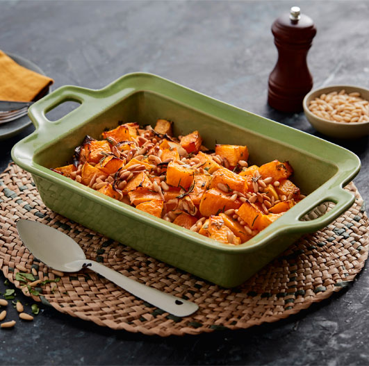 Receita de Abóbora no Forno com Pinhões