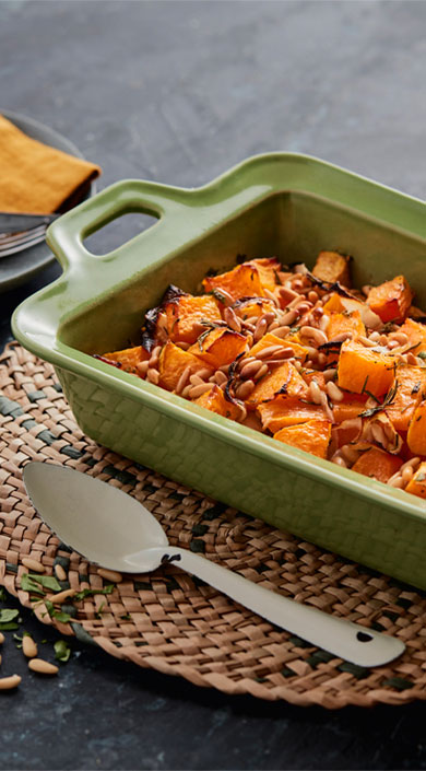 Receita de Abóbora no Forno com Pinhões