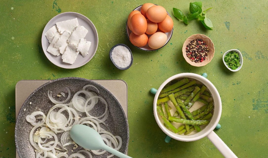 Ingredientes para Tortilha de espargos