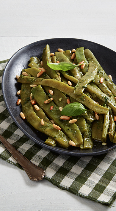 Receita de Feijão-verde com manjericão