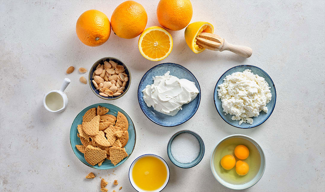 Ingredientes para cheesecake de laranja